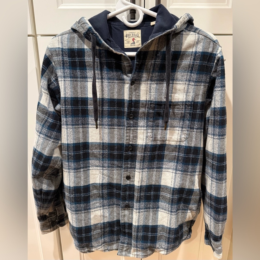 Redhead fully lined flannel button front hoodie, Small